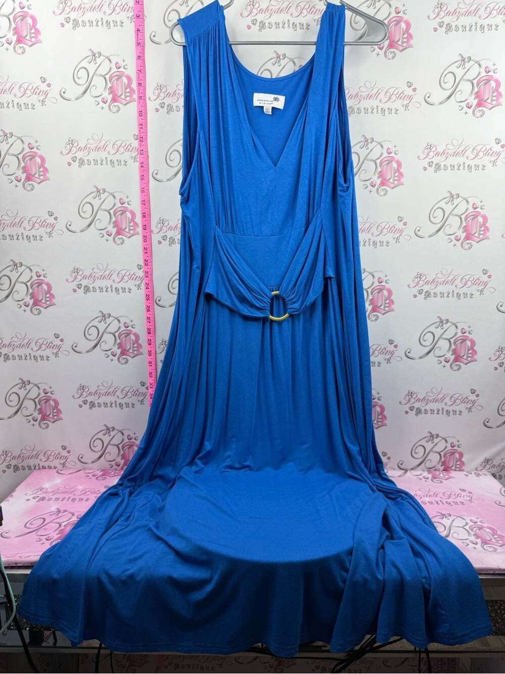 Liz Lange dress long Royal Blue Sleeveless Ring-Belt Maxi Dress